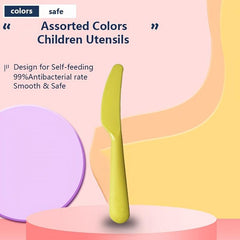 18pcs Kids Plastic Utensils Light Macaroons BPA-Free 6 Colors 1-12 Years Old