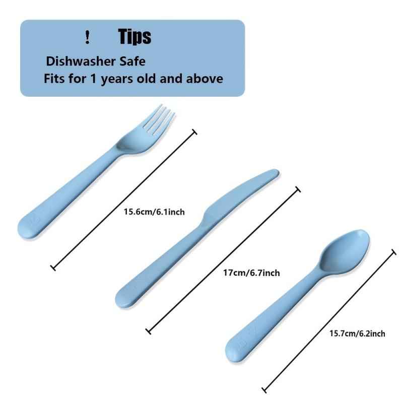 18pcs Kids Plastic Utensils Light Macaroons BPA-Free 6 Colors 1-12 Years Old