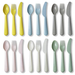 18pcs Kids Plastic Utensils Light Macaroons BPA-Free 6 Colors 1-12 Years Old