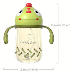 Dinosaur Spill-proof Water Cup for Kids with Handle & Straw