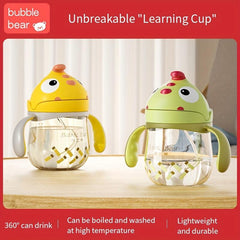 Dinosaur Spill-proof Water Cup for Kids with Handle & Straw