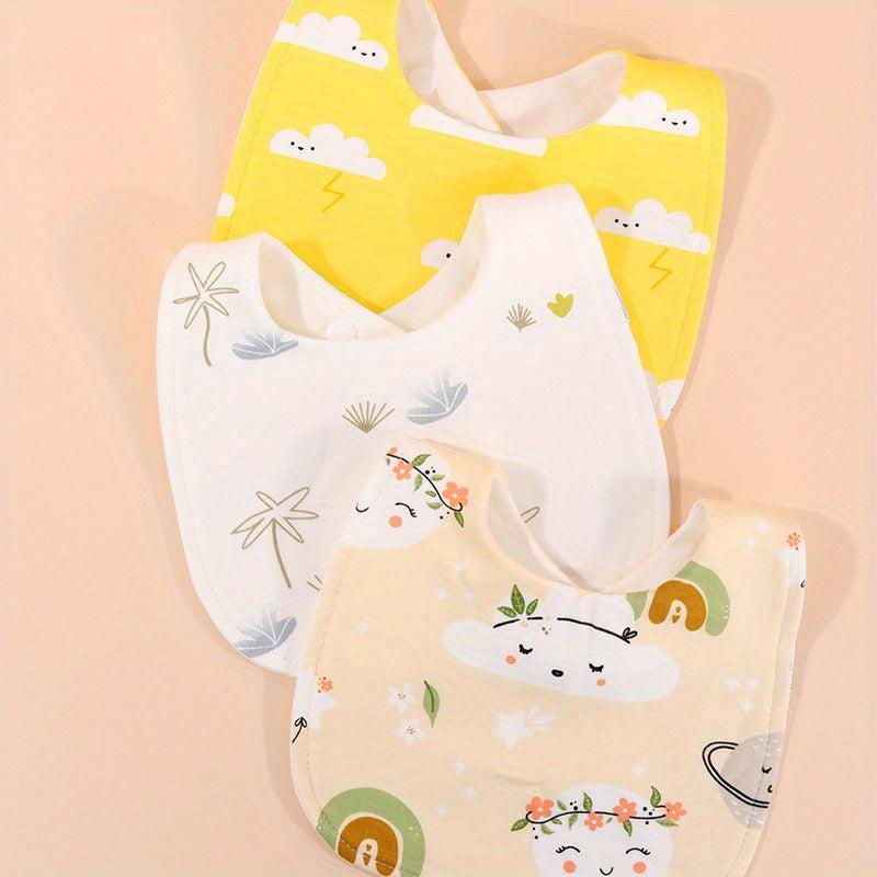 3pcs U Shaped Baby Bibs Soft Cotton Gauze Print Burp Cloths