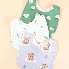 3pcs U Shaped Baby Bibs Soft Cotton Gauze Print Burp Cloths
