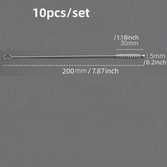 10pcs Stainless Suction Glass Tube Cleaners Cleaning Brushes