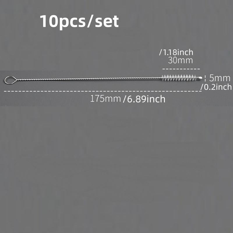 10pcs Stainless Suction Glass Tube Cleaners Cleaning Brushes