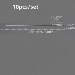 10pcs Stainless Suction Glass Tube Cleaners Cleaning Brushes