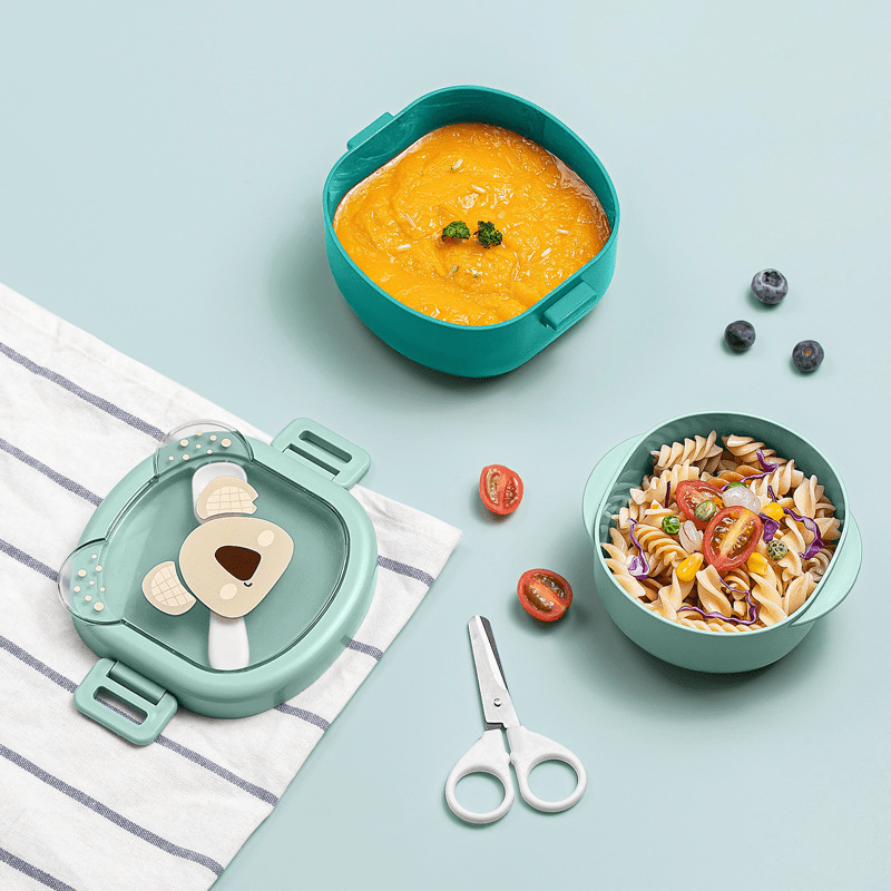 Baby Portable Complementary Food Bowl Set Lunch Box Scissors Spoon Set