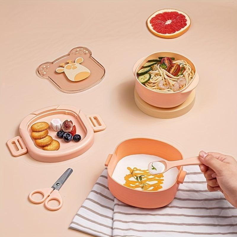 Baby Portable Complementary Food Bowl Set Lunch Box Scissors Spoon Set