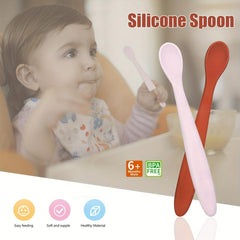 2pcs Silicone Baby Feeding Spoons Self Feeding