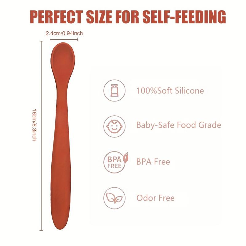 2pcs Silicone Baby Feeding Spoons Self Feeding