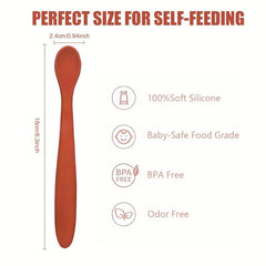 2pcs Silicone Baby Feeding Spoons Self Feeding