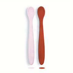 2pcs Silicone Baby Feeding Spoons Self Feeding