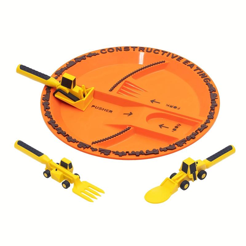 Kids Excavator Fork & Spoon Set, Bulldozer Shape Tableware
