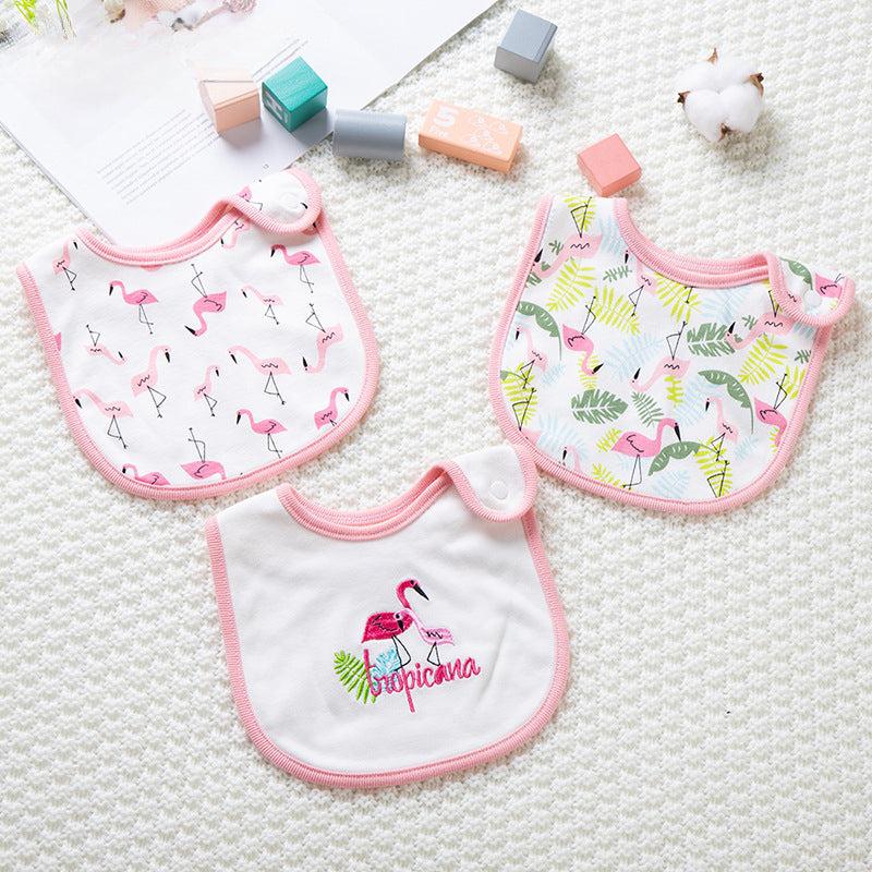 3pcs Cartoon Baby Washable Bibs Cotton Bibs Newborn Baby Drooling Bibs