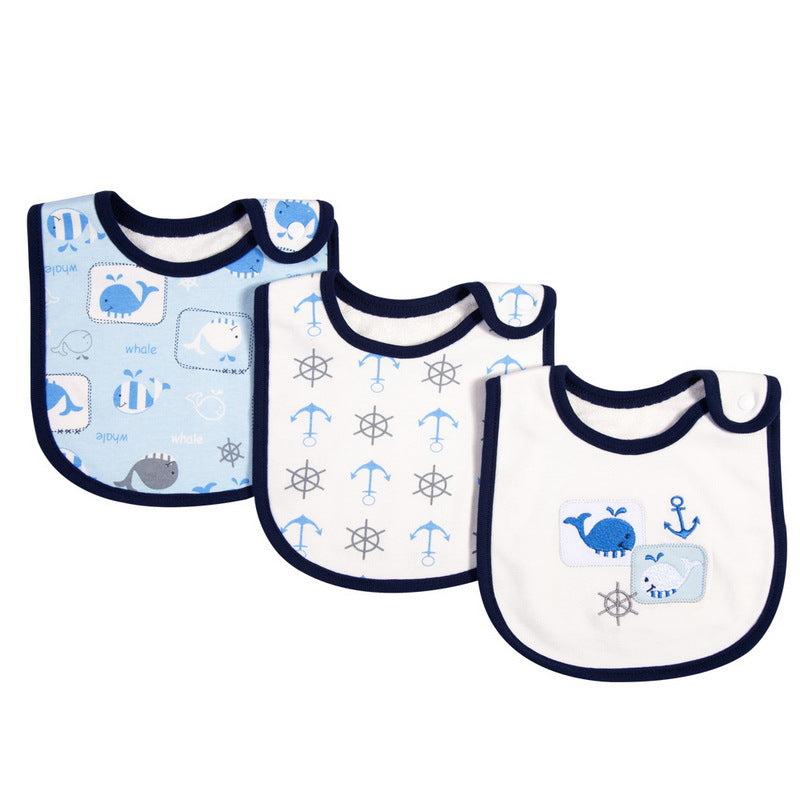 3pcs Cartoon Baby Washable Bibs Cotton Bibs Newborn Baby Drooling Bibs