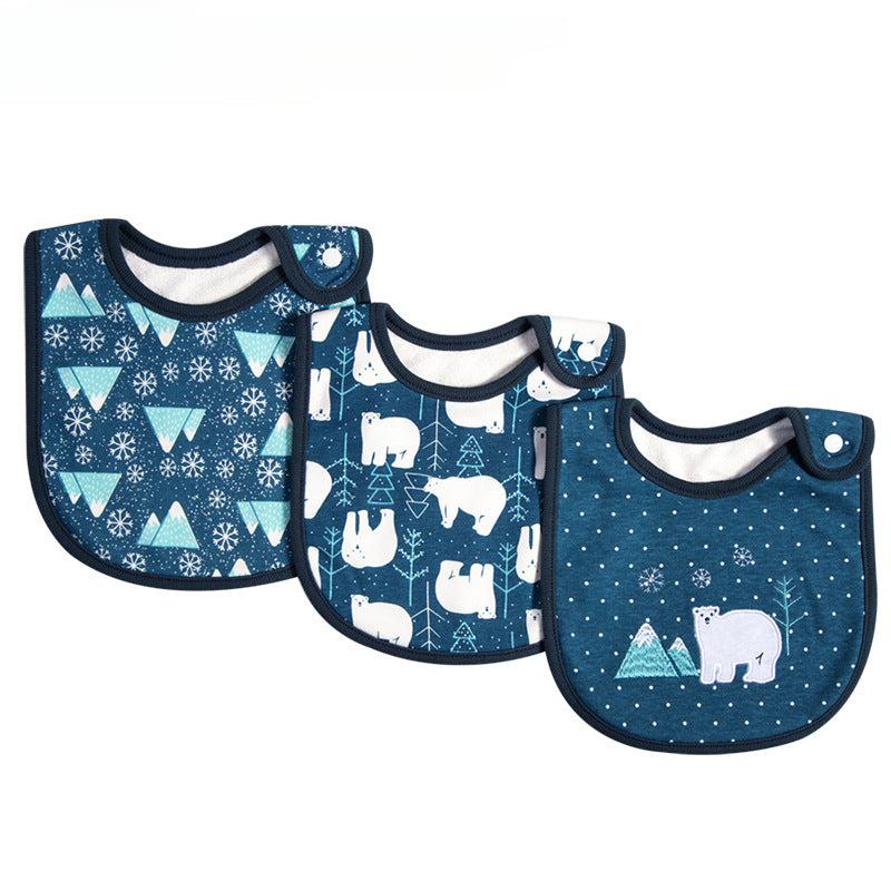 3pcs Cartoon Baby Washable Bibs Cotton Bibs Newborn Baby Drooling Bibs