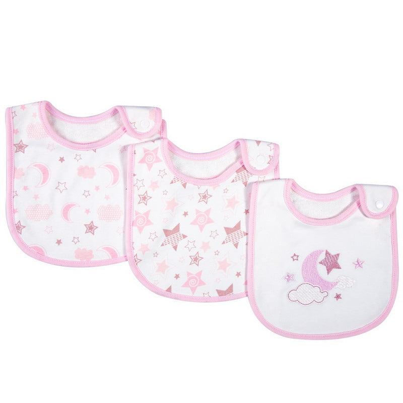 3pcs Cartoon Baby Washable Bibs Cotton Bibs Newborn Baby Drooling Bibs