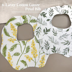 Soft Absorbent Feeding Bib 6 Layer Cotton Gauze Petal Bib