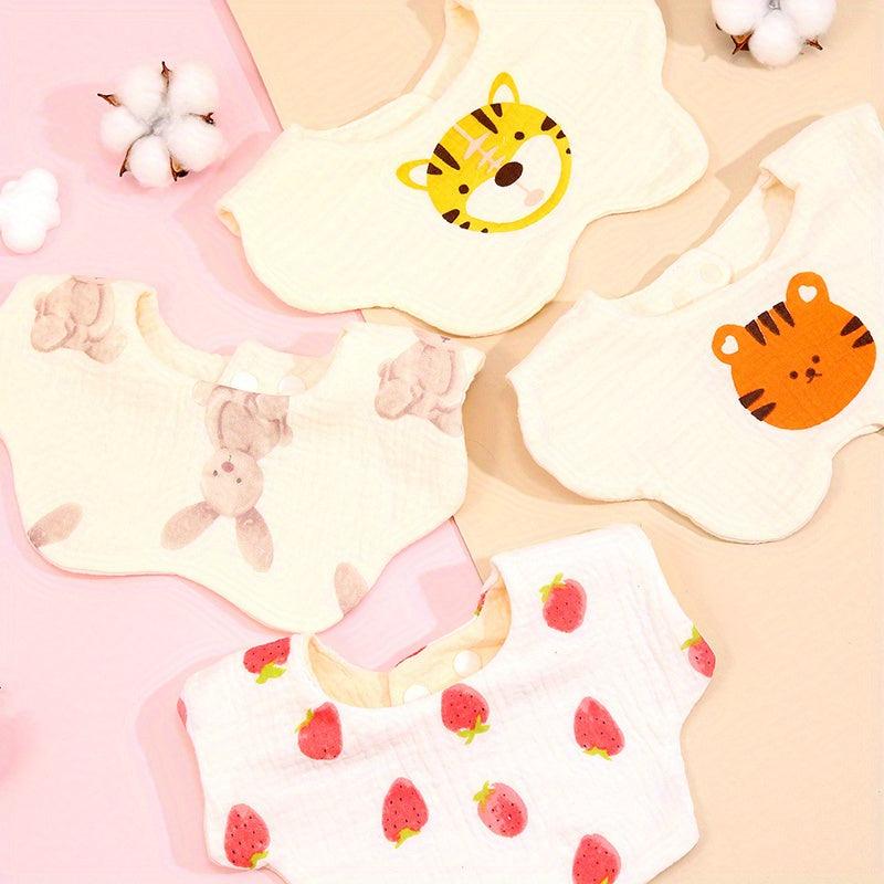 4pcs Gauze Print Baby Bibs for Boys Girls Feeding Drool Bibs