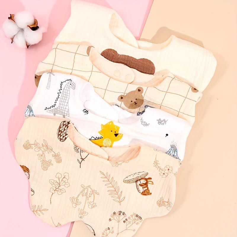 4pcs Gauze Print Baby Bibs for Boys Girls Feeding Drool Bibs