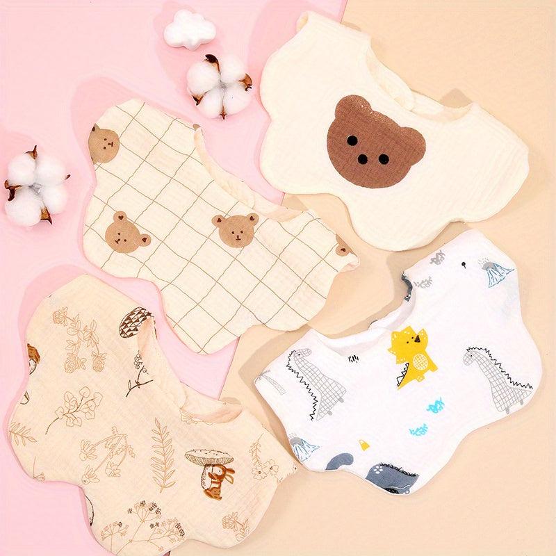 4pcs Gauze Print Baby Bibs for Boys Girls Feeding Drool Bibs