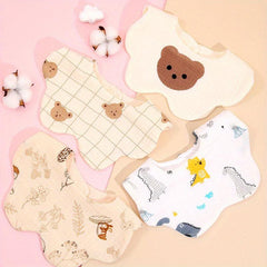 4pcs Gauze Print Baby Bibs for Boys Girls Feeding Drool Bibs