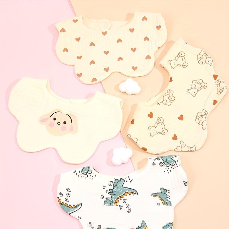 4pcs Gauze Print Baby Bibs for Boys Girls Feeding Drool Bibs