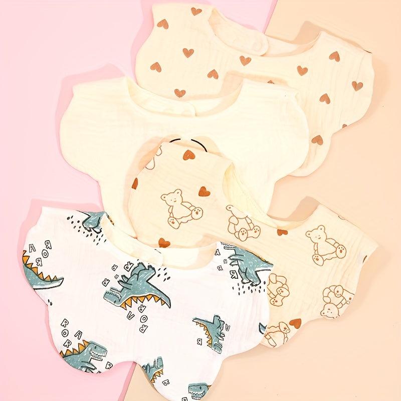 4pcs Gauze Print Baby Bibs for Boys Girls Feeding Drool Bibs