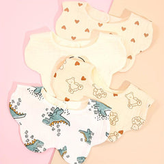 4pcs Gauze Print Baby Bibs for Boys Girls Feeding Drool Bibs
