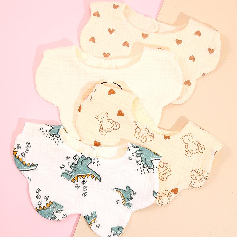 4pcs Gauze Print Baby Bibs for Boys Girls Feeding Drool Bibs