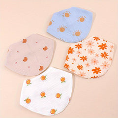 4pcs Baby Cotton Bibs Triangle Towels Soft Burp Cloth Apron Bandana Scarf