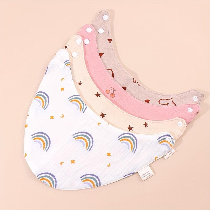 4pcs Baby Cotton Bibs Triangle Towels Soft Burp Cloth Apron Bandana Scarf