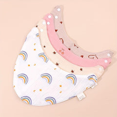 4pcs Baby Cotton Bibs Triangle Towels Soft Burp Cloth Apron Bandana Scarf