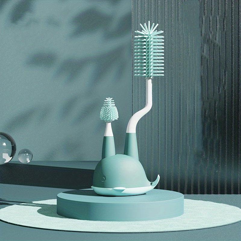 Silicone Baby Bottle Brush 360u00b0 Rotate Nipple Straw Cleaning Suit