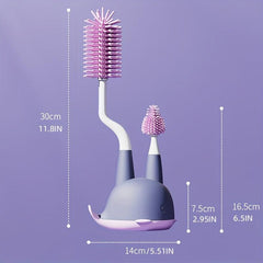 Silicone Baby Bottle Brush 360u00b0 Rotate Nipple Straw Cleaning Suit