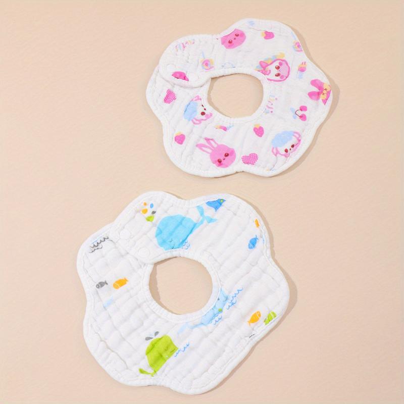 2pcs Baby Cotton Gauze Bibs Petal Shape Infant Bibs Newborn Burp Cloths