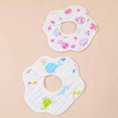 2pcs Baby Cotton Gauze Bibs Petal Shape Infant Bibs Newborn Burp Cloths