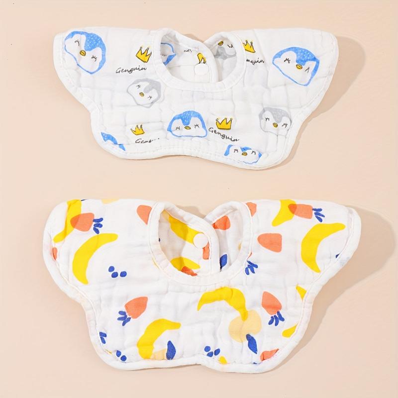 2pcs Baby Cotton Gauze Bibs Petal Shape Infant Bibs Newborn Burp Cloths