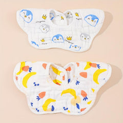 2pcs Baby Cotton Gauze Bibs Petal Shape Infant Bibs Newborn Burp Cloths
