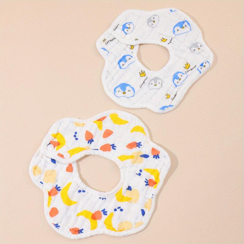 2pcs Baby Cotton Gauze Bibs Petal Shape Infant Bibs Newborn Burp Cloths