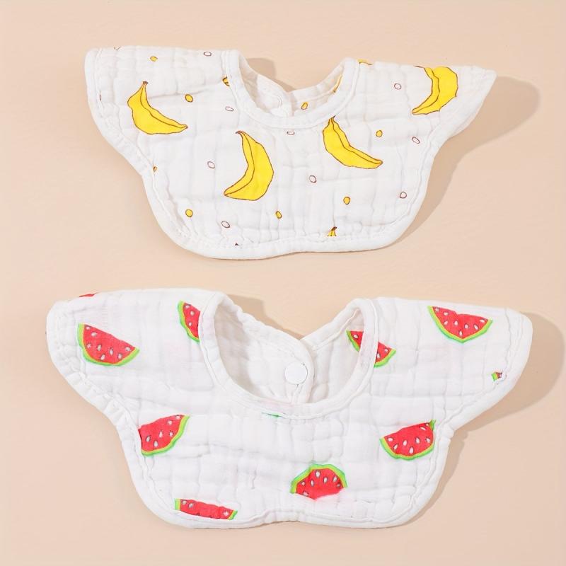 2pcs Baby Cotton Gauze Bibs Petal Shape Infant Bibs Newborn Burp Cloths