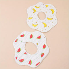 2pcs Baby Cotton Gauze Bibs Petal Shape Infant Bibs Newborn Burp Cloths