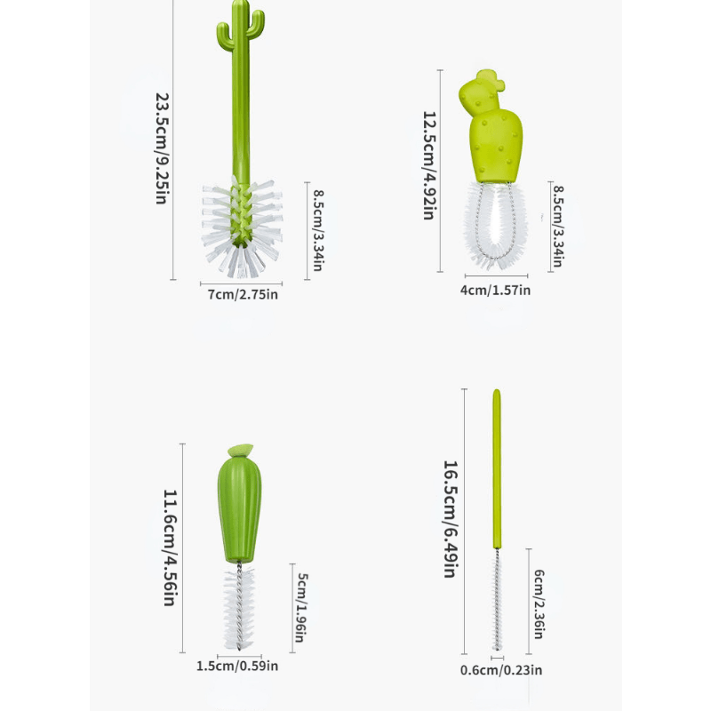 Creative Cactus Cleaning Brush Set Cup Straw Baby Pacifier Bottle Brush