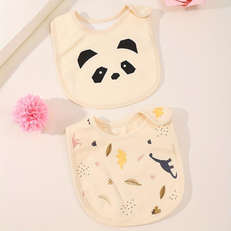 2pcs Cotton Baby Bibs Print Infant Burp Cloths Bandana Scar