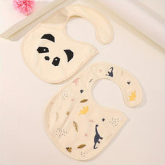 2pcs Cotton Baby Bibs Print Infant Burp Cloths Bandana Scar