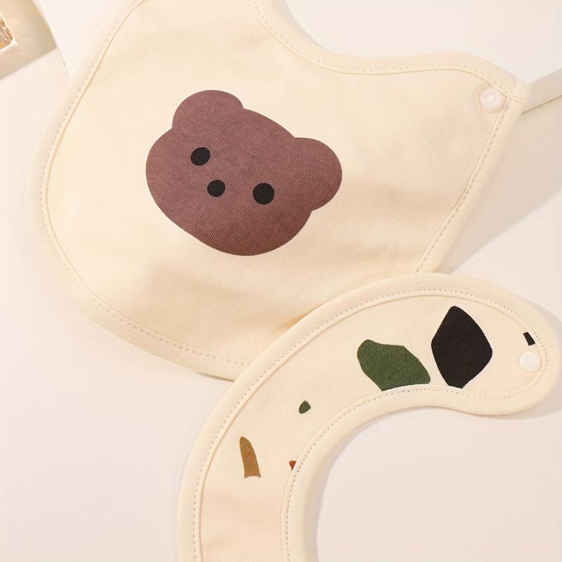 2pcs Cotton Baby Bibs Print Infant Burp Cloths Bandana Scar
