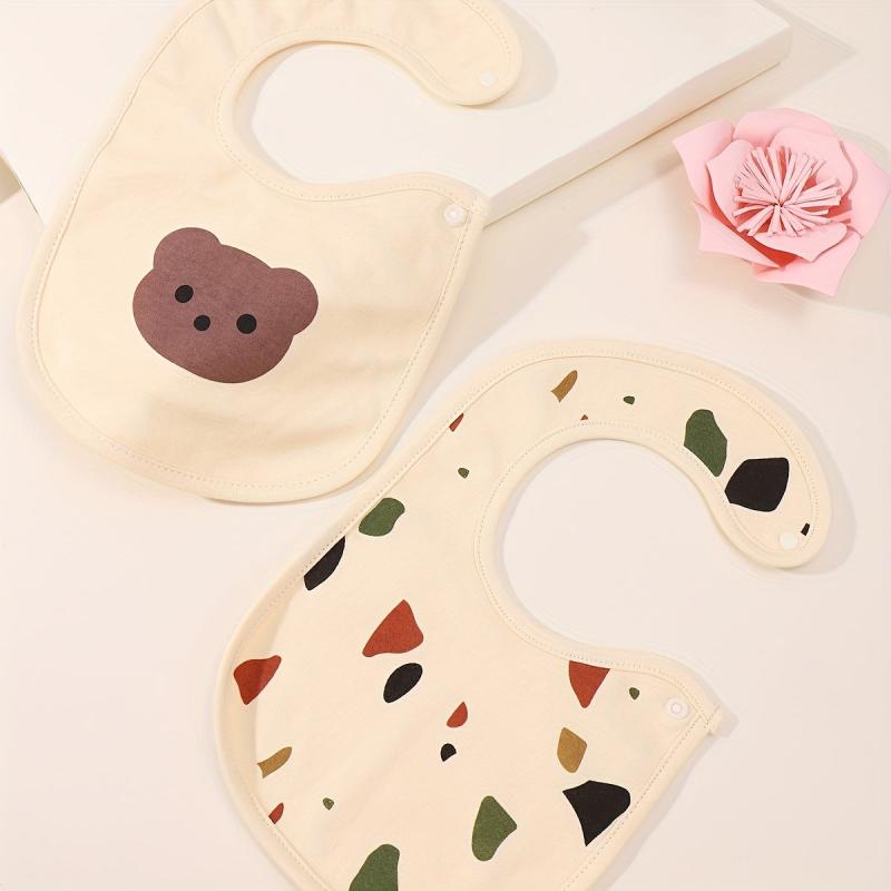 2pcs Cotton Baby Bibs Print Infant Burp Cloths Bandana Scar