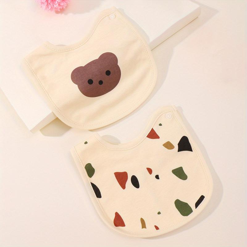 2pcs Cotton Baby Bibs Print Infant Burp Cloths Bandana Scar