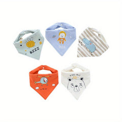 5pcs Baby Cotton Bibs Waterproof Triangle Towels