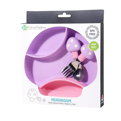 Mushroom Silicone Baby Tray Spork Set